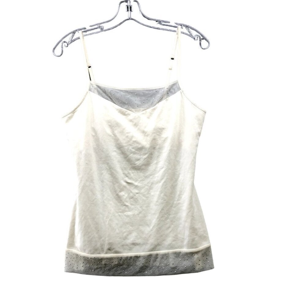 Express Cami Camisole Womens L Sexy Stretchy Ivory Cream Built In Bra Mesh‎